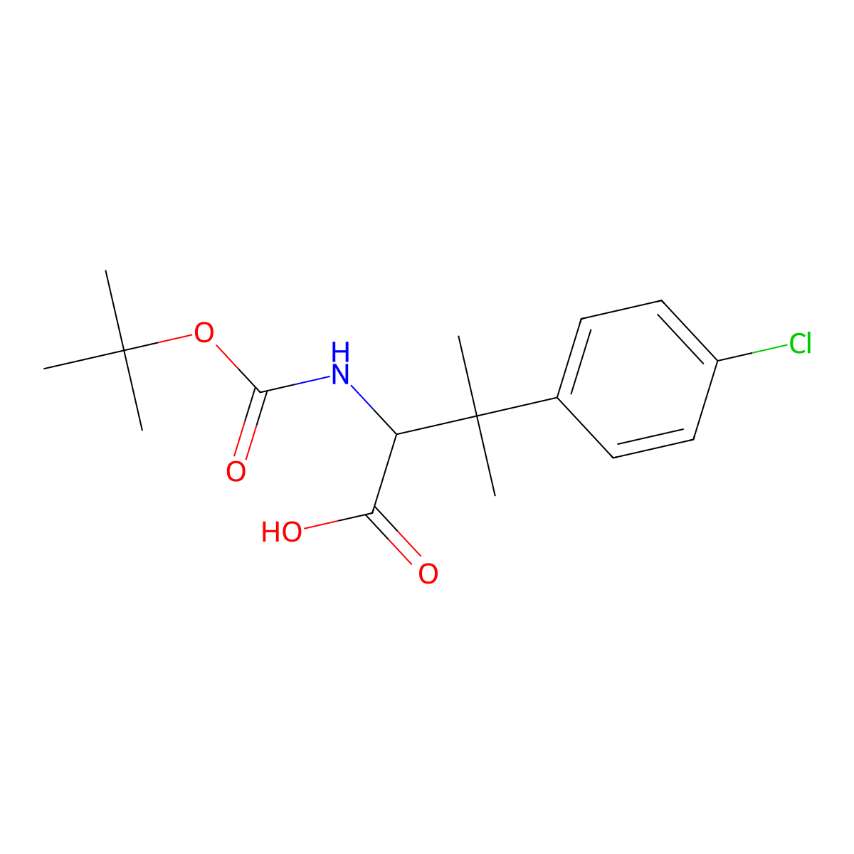 2-{[(Tert-butoxy)carbonyl]amino}-3-(4-chlorophenyl)-3-methylbutanoic acid molecular structure, CAS 2352233-23-7