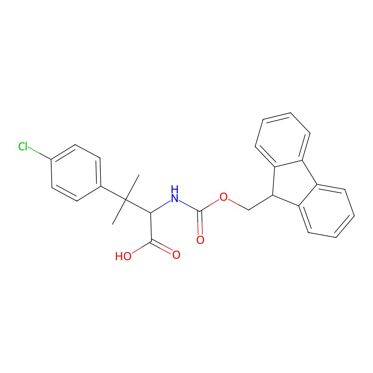 3-(4-chlorophenyl)-2-({[(9H-fluoren-9-yl)methoxy]carbonyl}amino)-3-methylbutanoic acid molecular structure, CAS 2352237-38-6