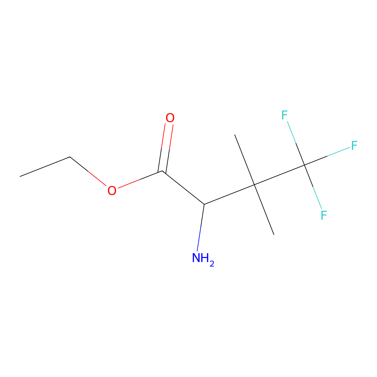 Ethyl 2-amino-4,4,4-trifluoro-3,3-dimethylbutanoate molecular structure, CAS 2352272-90-1