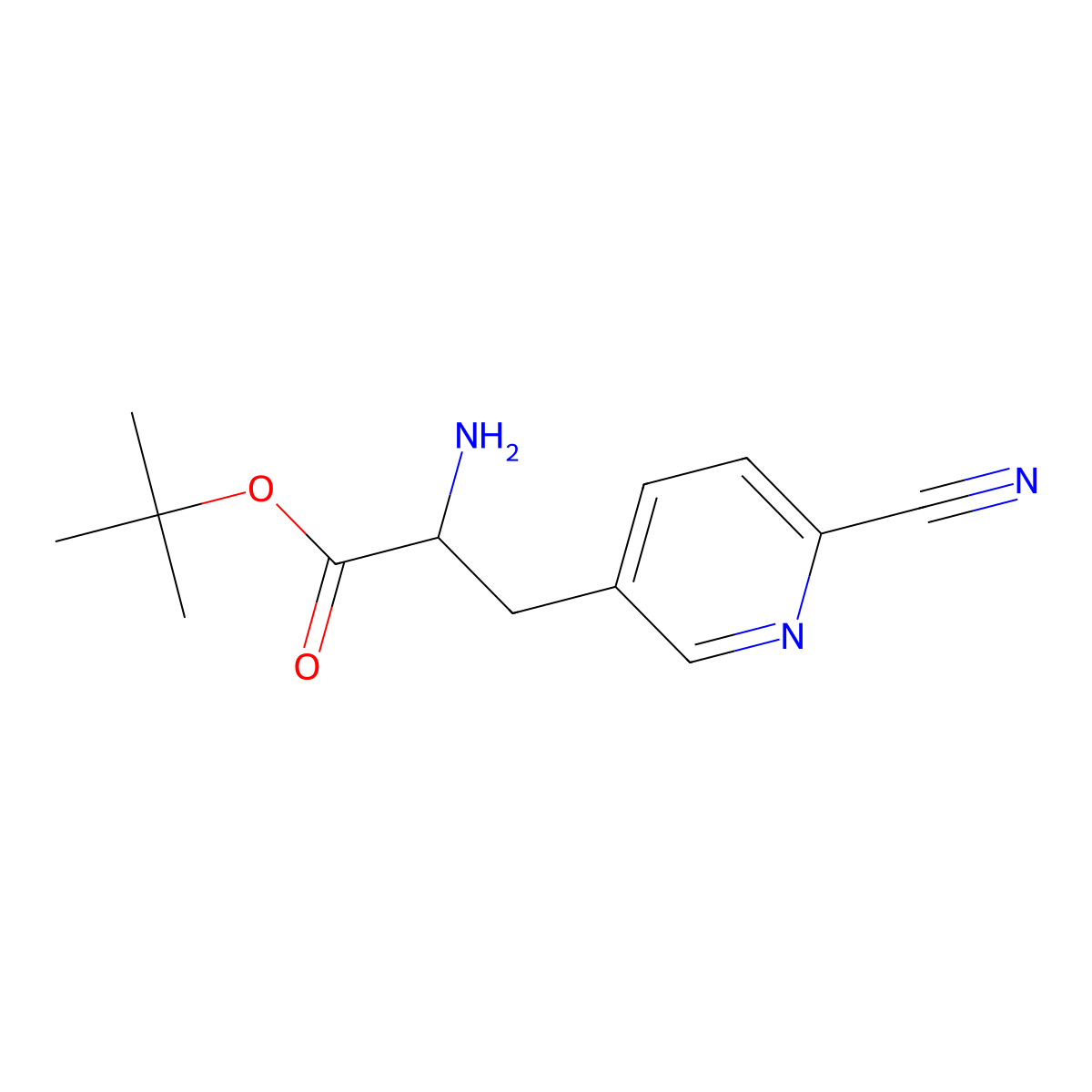 Tert-butyl 2-amino-3-(6-cyanopyridin-3-yl)propanoate molecular structure, CAS 2352461-99-3
