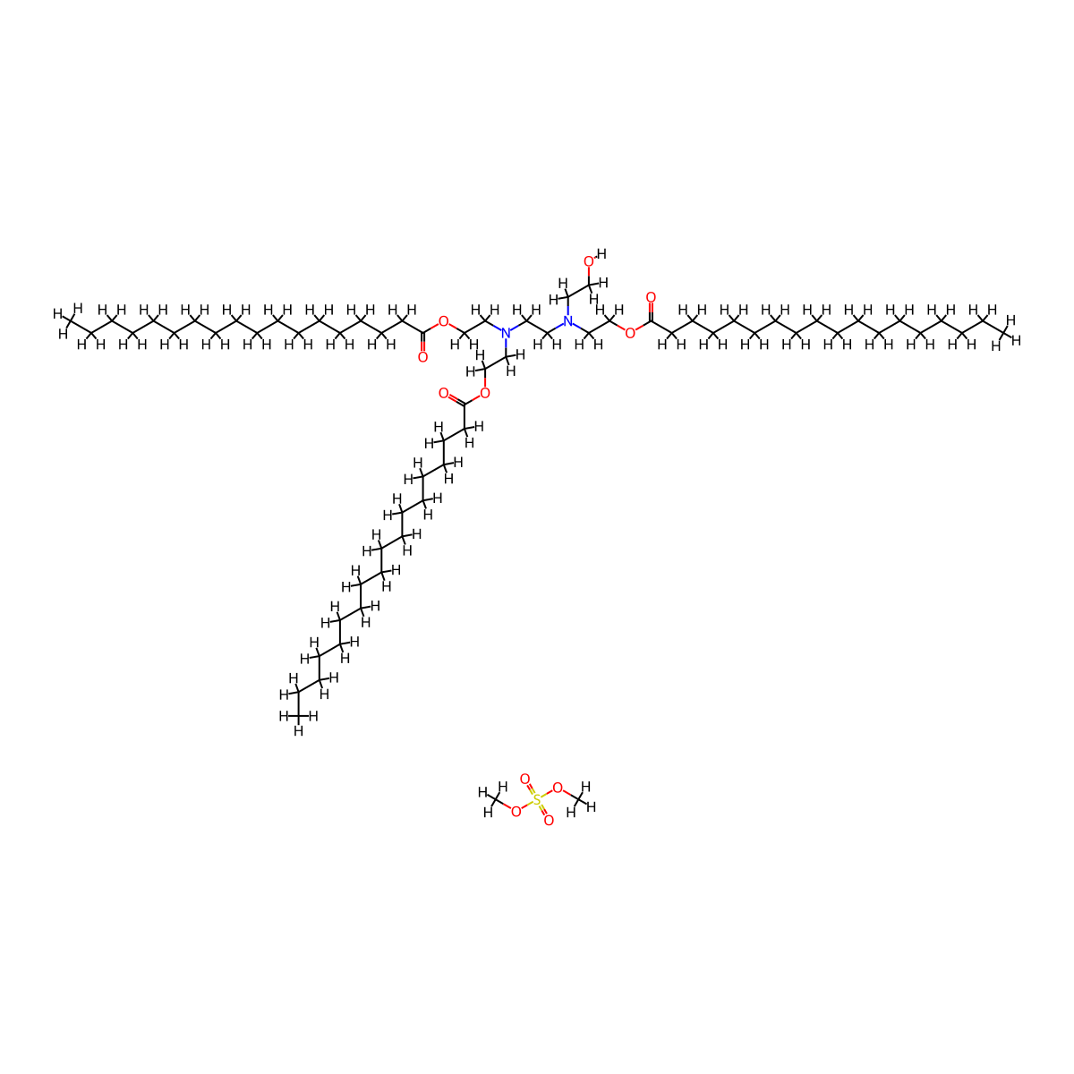 Octadecanoic acid, 1,1'-(((2-((2-hydroxyethyl)(2-((1-oxooctadecyl)oxy)ethyl)amino)ethyl)imino)di-2,1-ethanediyl) ester, compd. with dimethyl sulfate (1:?) molecular structure, CAS 23525-20-4