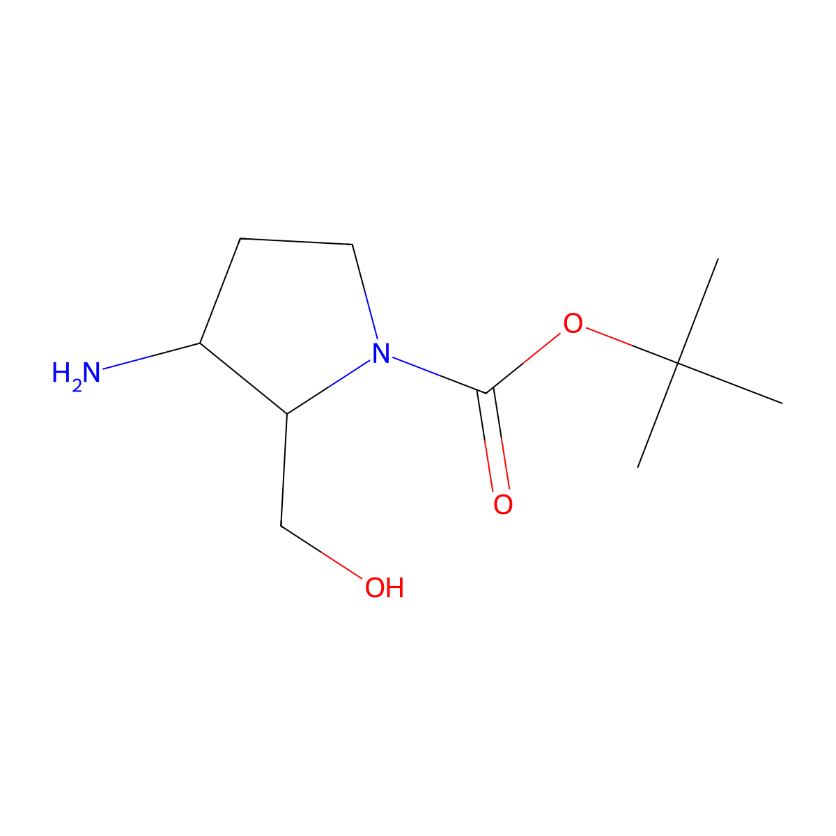 Tert-butyl 3-amino-2-(hydroxymethyl)pyrrolidine-1-carboxylate molecular structure, CAS 2352508-32-6