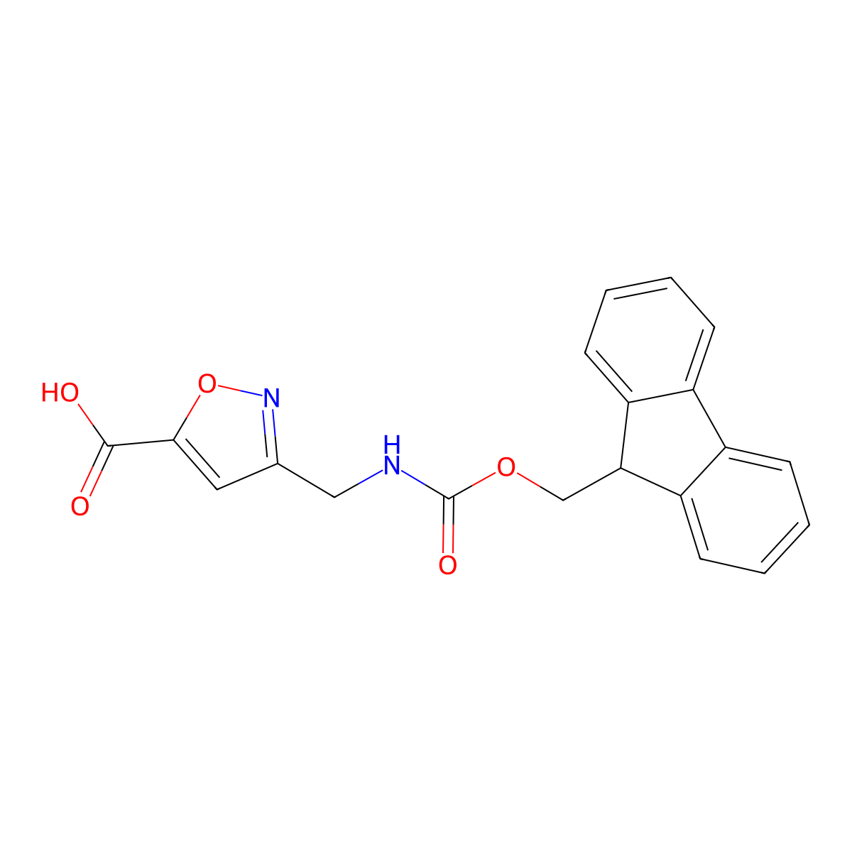 3-[({[(9H-fluoren-9-yl)methoxy]carbonyl}amino)methyl]-1,2-oxazole-5-carboxylic acid molecular structure, CAS 2352604-57-8