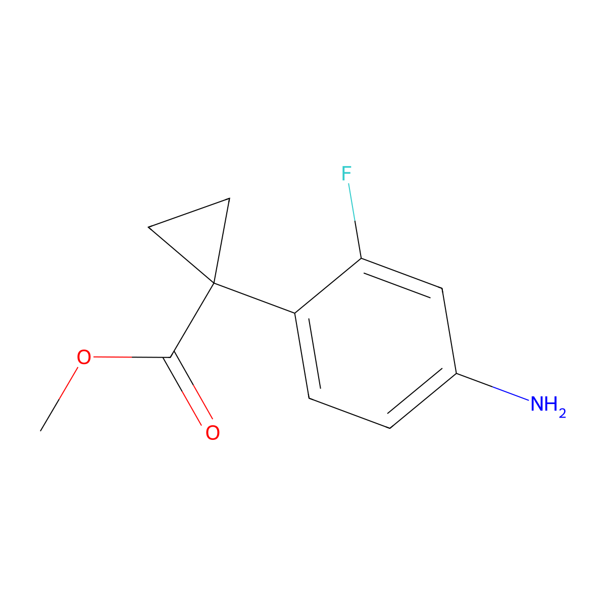 Methyl 1-(4-amino-2-fluorophenyl)cyclopropane-1-carboxylate molecular structure, CAS 2352610-54-7