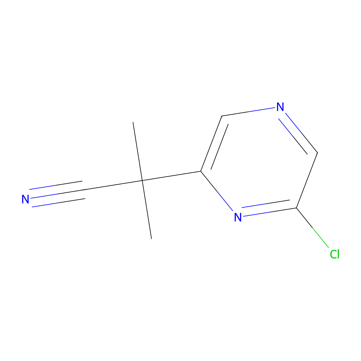 2-(6-Chloropyrazin-2-yl)-2-methylpropanenitrile molecular structure, CAS 2352613-77-3