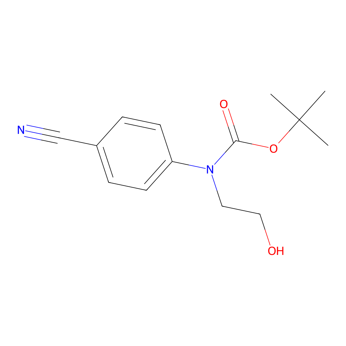 tert-butyl N-(4-cyanophenyl)-N-(2-hydroxyethyl)carbamate molecular structure, CAS 2352617-74-2
