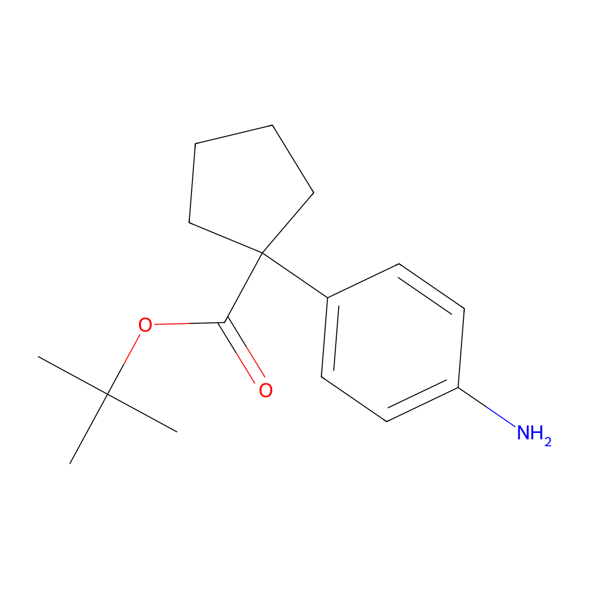 Tert-butyl 1-(4-aminophenyl)cyclopentane-1-carboxylate molecular structure, CAS 2352618-23-4