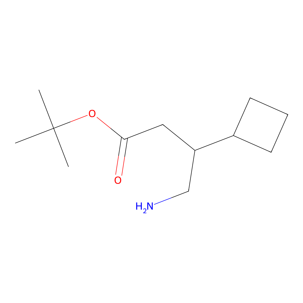 Tert-butyl 4-amino-3-cyclobutylbutanoate molecular structure, CAS 2352635-51-7