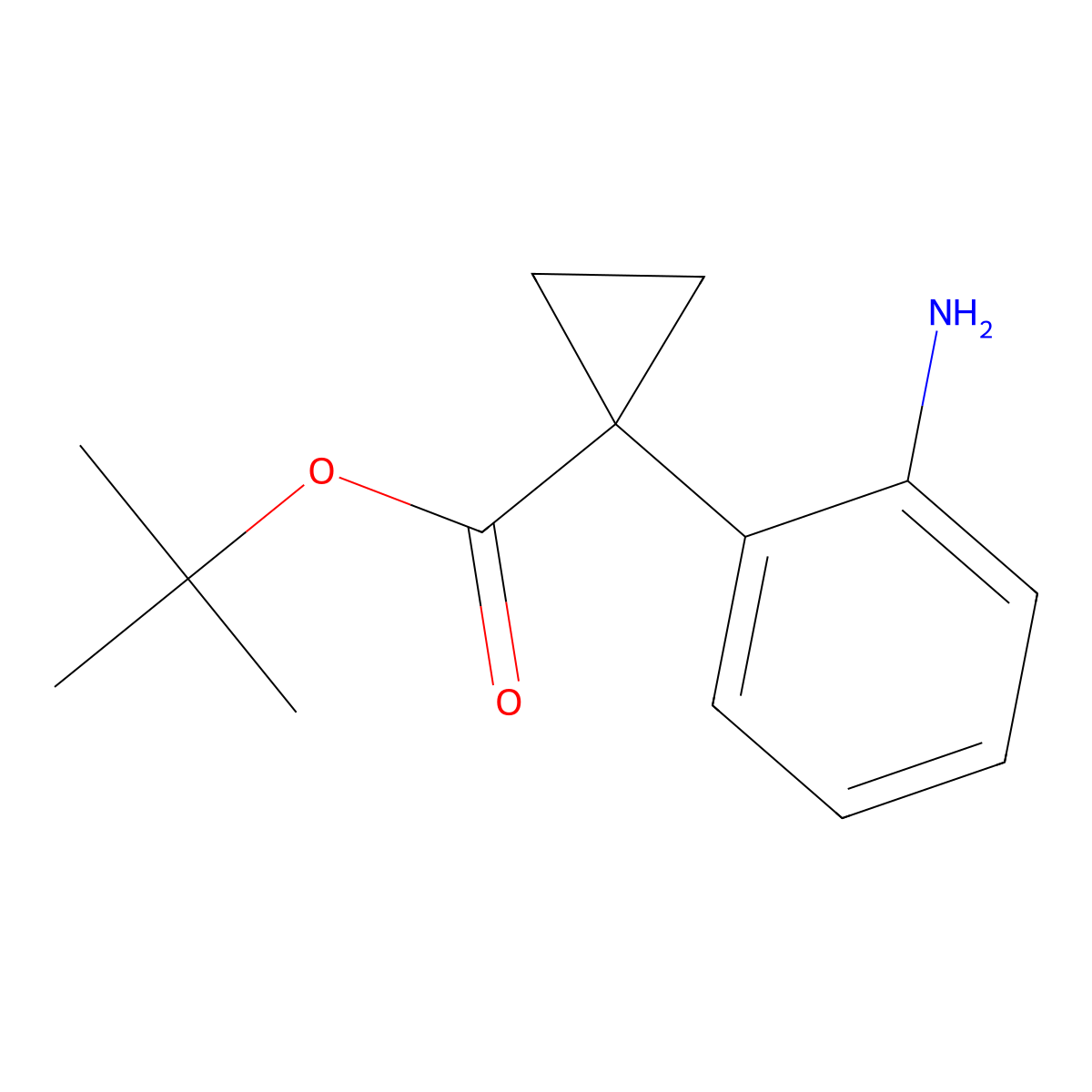 Tert-butyl 1-(2-aminophenyl)cyclopropane-1-carboxylate molecular structure, CAS 2352635-63-1