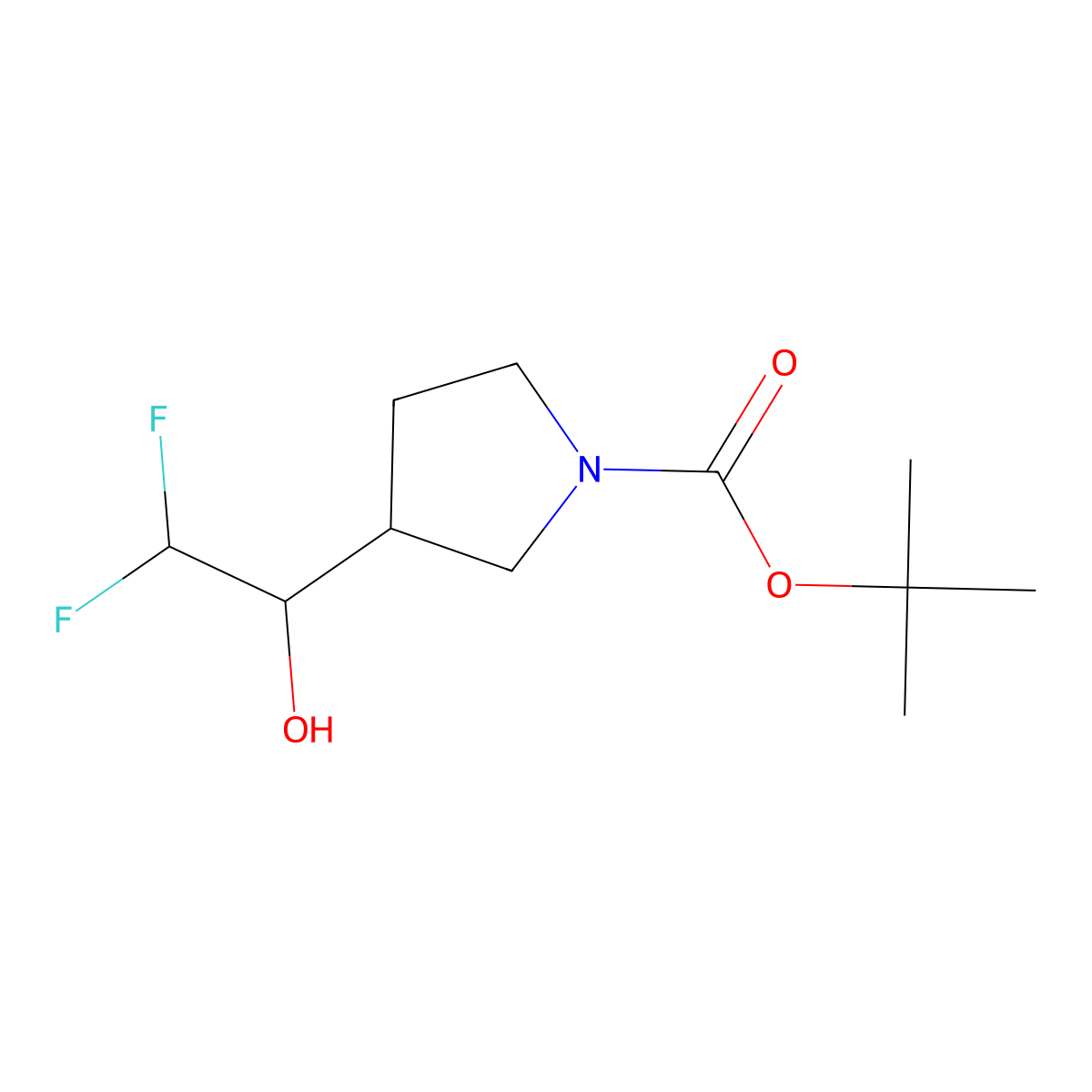 Tert-butyl 3-(2,2-difluoro-1-hydroxyethyl)pyrrolidine-1-carboxylate molecular structure, CAS 2352638-81-2
