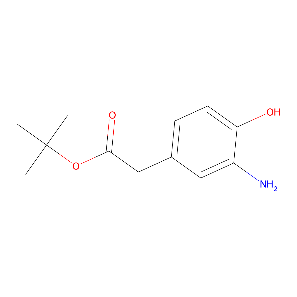 Tert-butyl 2-(3-amino-4-hydroxyphenyl)acetate molecular structure, CAS 2352641-25-7