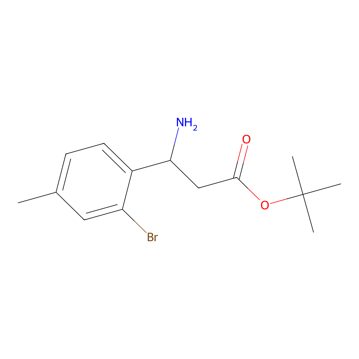 Tert-butyl 3-amino-3-(2-bromo-4-methylphenyl)propanoate molecular structure, CAS 2352644-79-0
