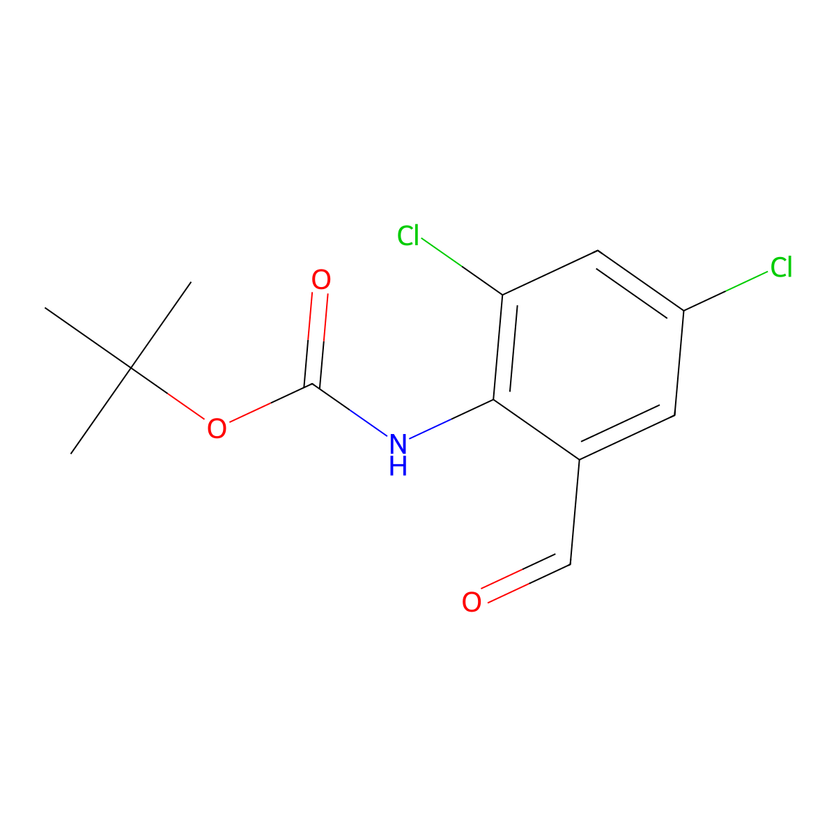 tert-butyl N-(2,4-dichloro-6-formylphenyl)carbamate molecular structure, CAS 2352646-82-1