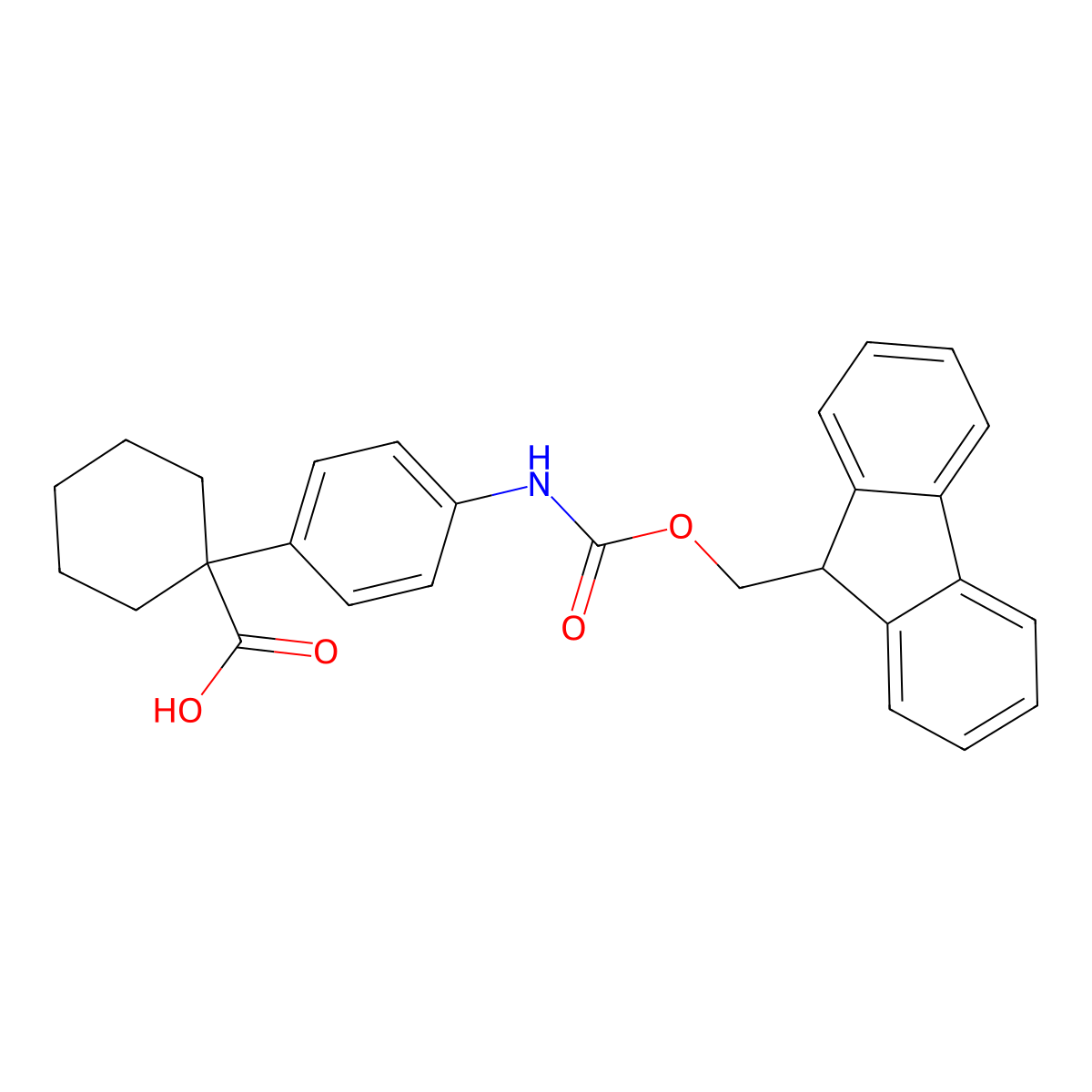1-[4-({[(9H-fluoren-9-yl)methoxy]carbonyl}amino)phenyl]cyclohexane-1-carboxylic acid molecular structure, CAS 2352653-21-3