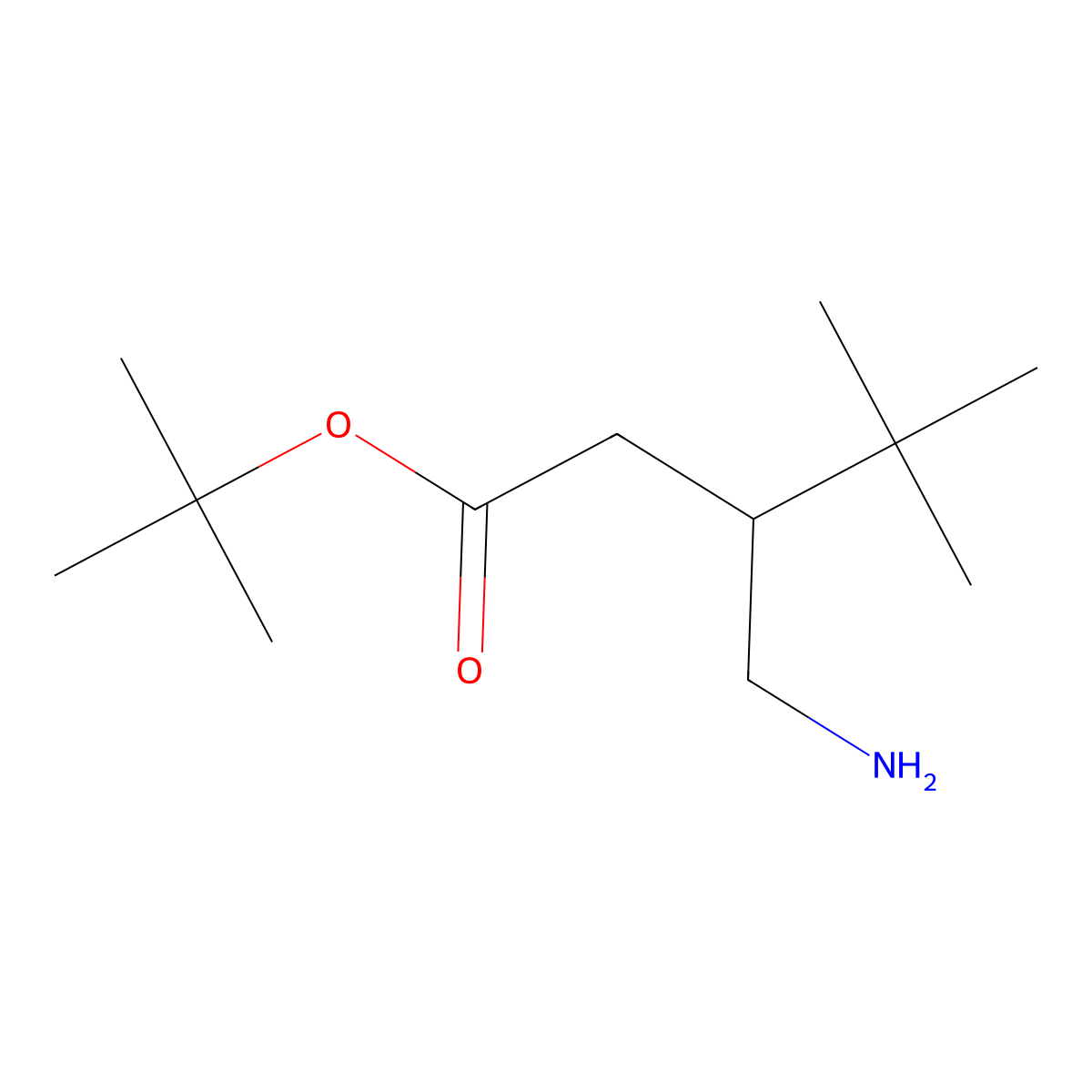 Tert-butyl 3-(aminomethyl)-4,4-dimethylpentanoate molecular structure, CAS 2352658-68-3
