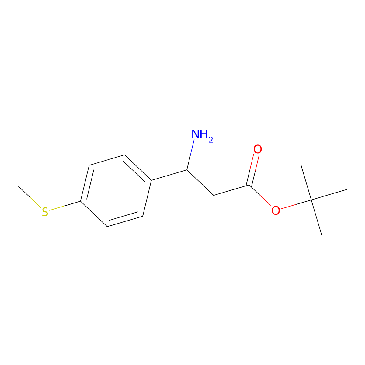 Tert-butyl 3-amino-3-[4-(methylsulfanyl)phenyl]propanoate molecular structure, CAS 2352664-48-1