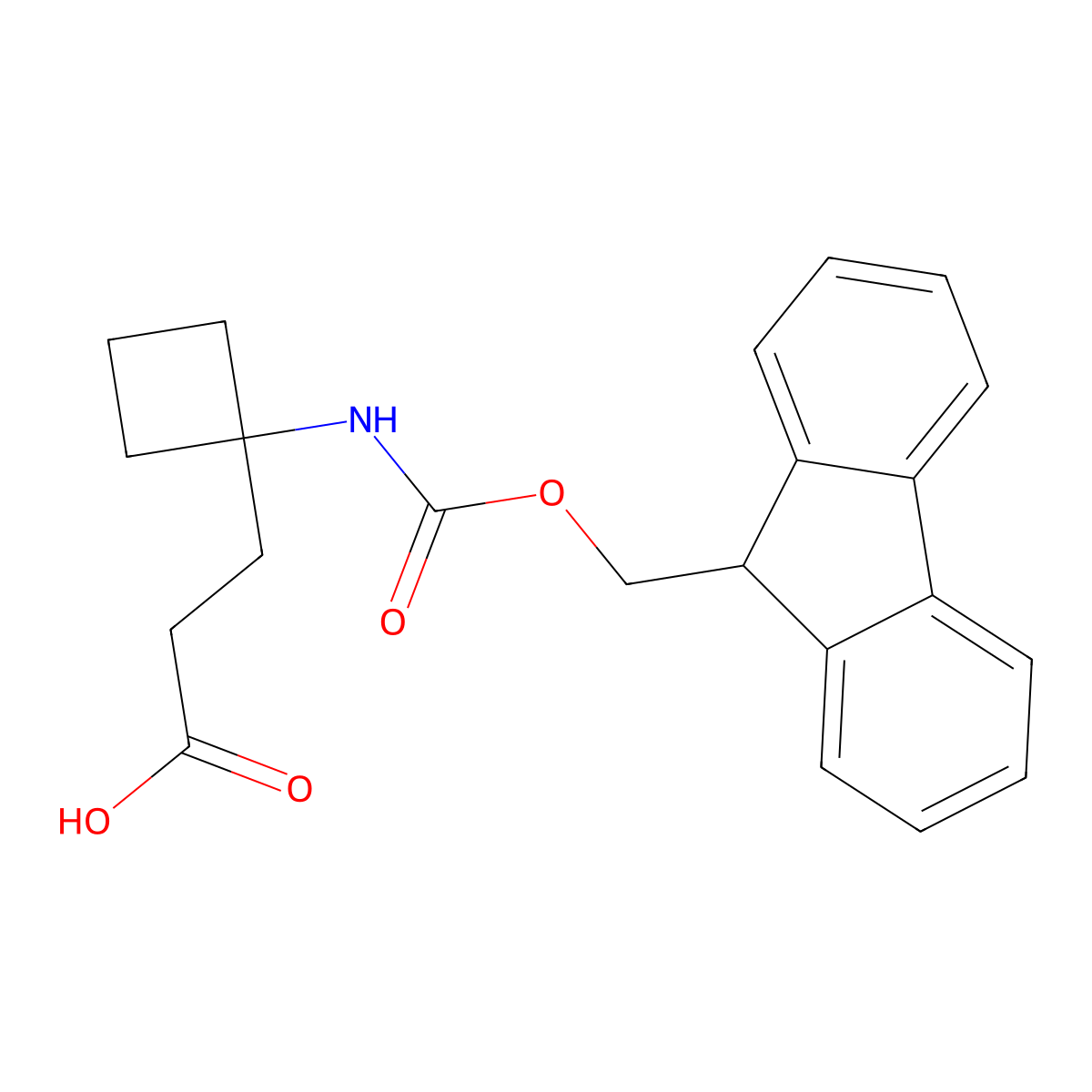 3-[1-({[(9H-fluoren-9-yl)methoxy]carbonyl}amino)cyclobutyl]propanoic acid molecular structure, CAS 2352669-51-1