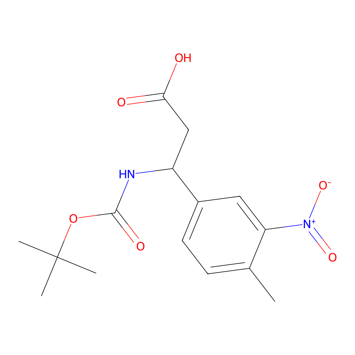 3-{[(Tert-butoxy)carbonyl]amino}-3-(4-methyl-3-nitrophenyl)propanoic acid molecular structure, CAS 2352677-24-6