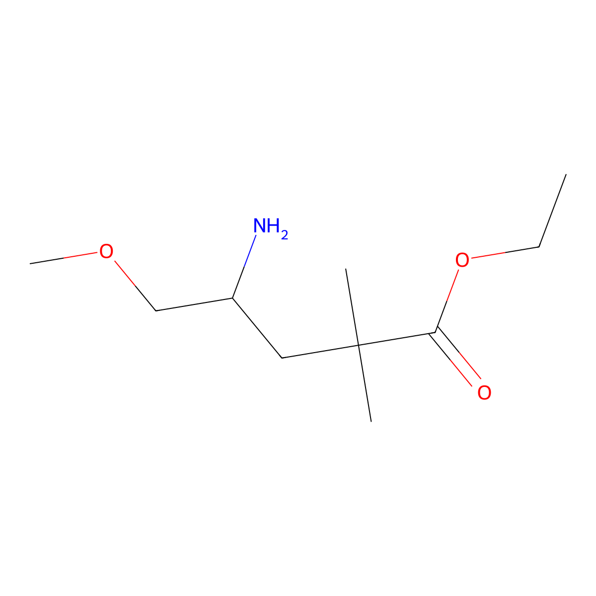 Ethyl 4-amino-5-methoxy-2,2-dimethylpentanoate molecular structure, CAS 2352697-10-8