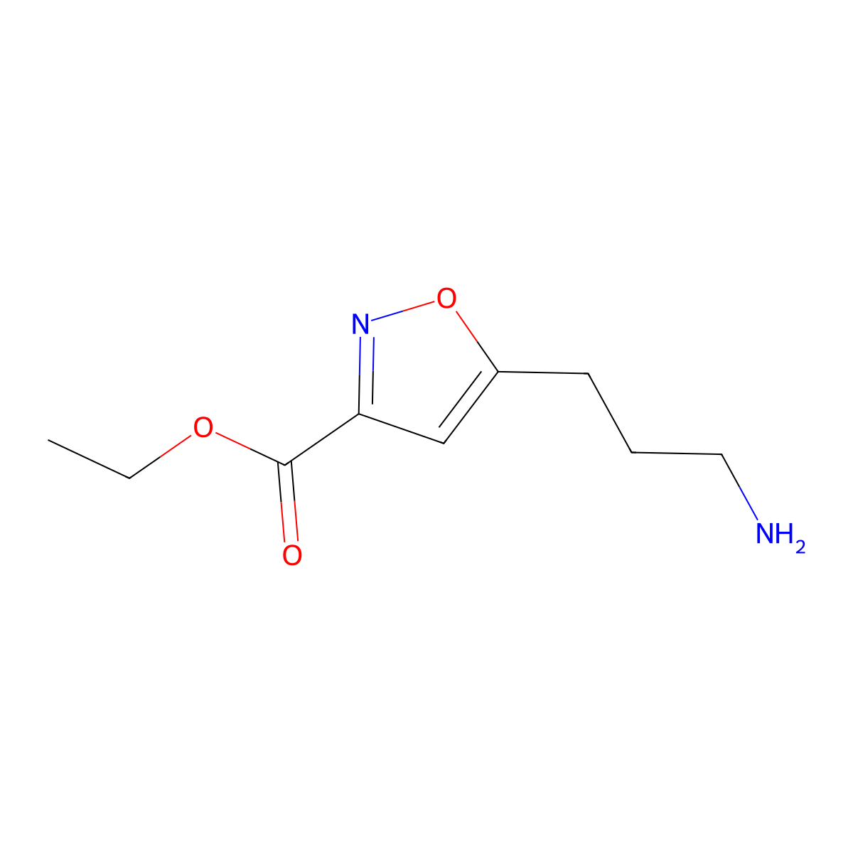 Ethyl 5-(3-aminopropyl)-1,2-oxazole-3-carboxylate molecular structure, CAS 2352705-34-9