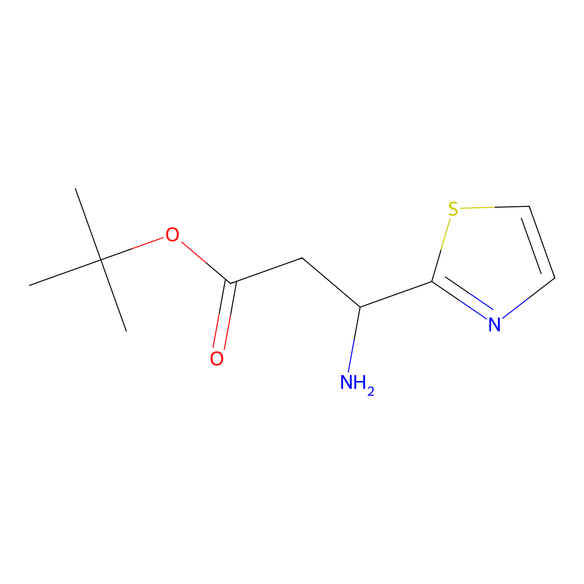 Tert-butyl 3-amino-3-(1,3-thiazol-2-yl)propanoate molecular structure, CAS 2352728-21-1