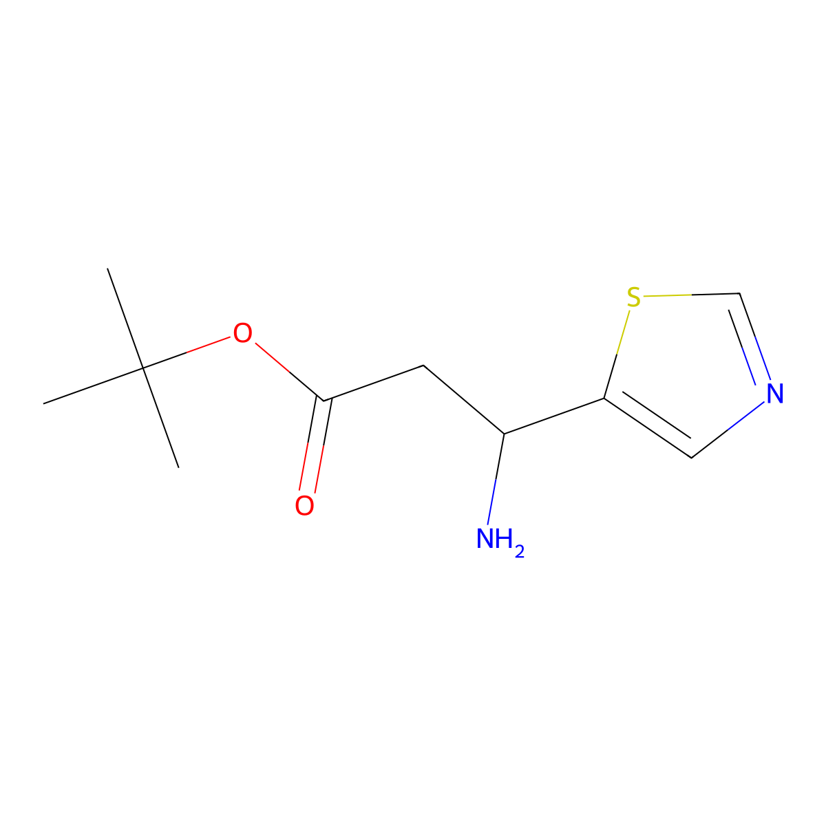 Tert-butyl 3-amino-3-(1,3-thiazol-5-yl)propanoate molecular structure, CAS 2352734-05-3