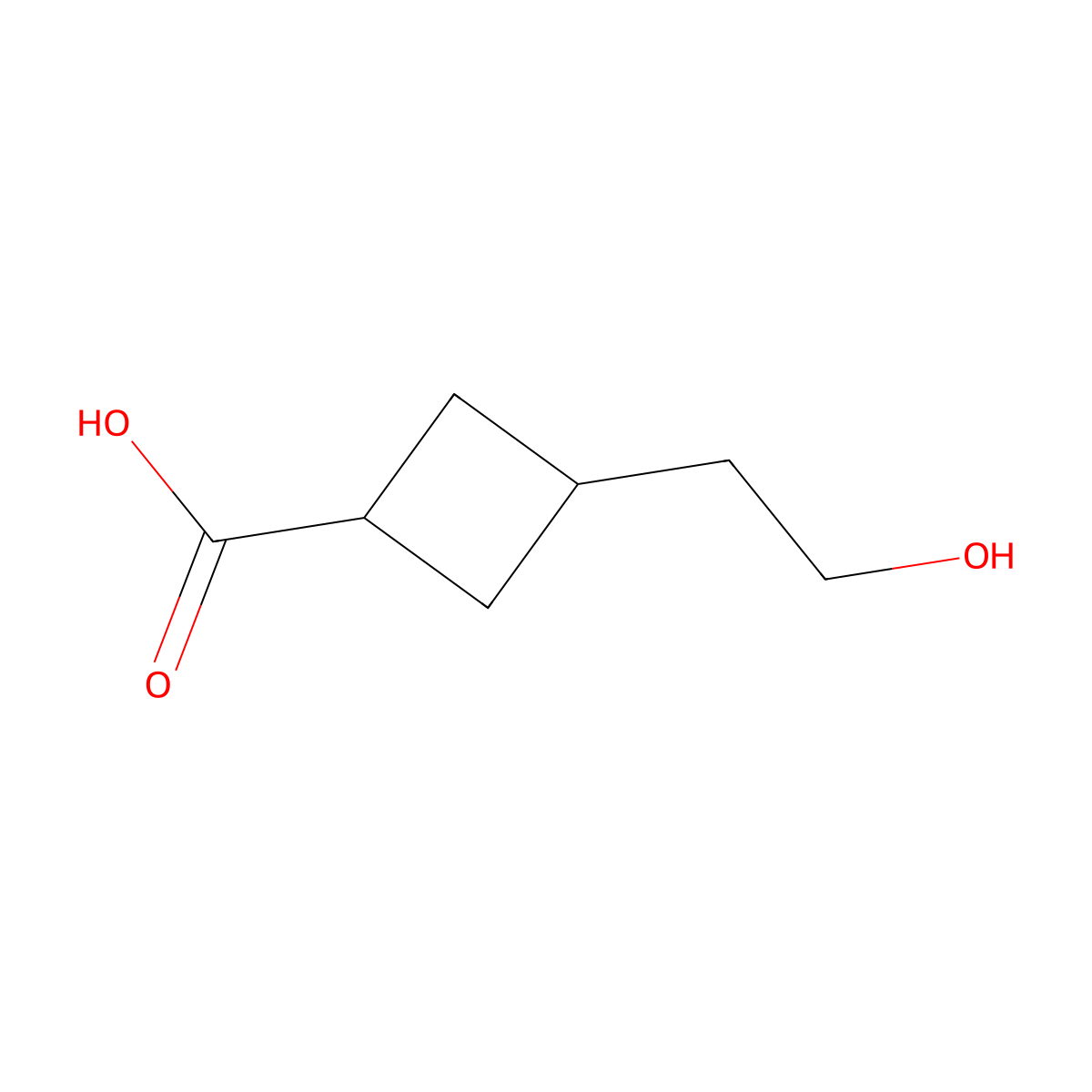 3-(2-Hydroxyethyl)cyclobutane-1-carboxylic acid molecular structure, CAS 2352749-77-8