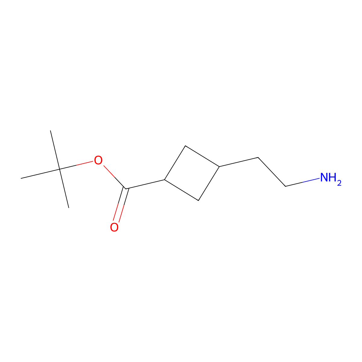 Tert-butyl 3-(2-aminoethyl)cyclobutane-1-carboxylate molecular structure, CAS 2352750-68-4