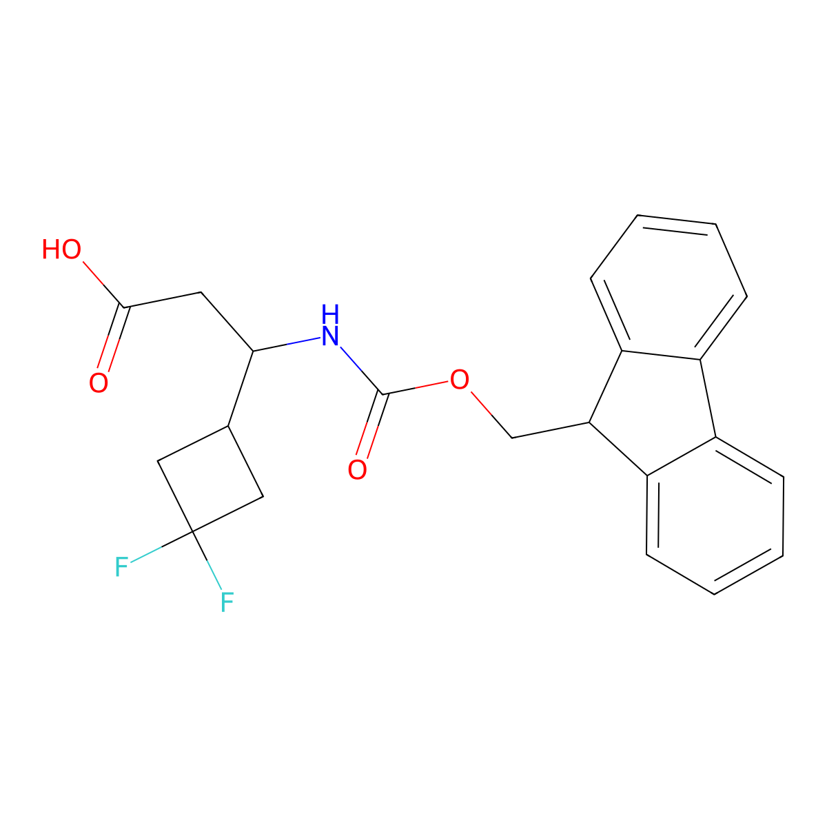 3-(3,3-difluorocyclobutyl)-3-({[(9H-fluoren-9-yl)methoxy]carbonyl}amino)propanoic acid molecular structure, CAS 2352759-90-9