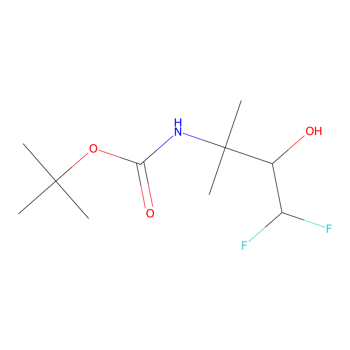 tert-butyl N-(4,4-difluoro-3-hydroxy-2-methylbutan-2-yl)carbamate molecular structure, CAS 2352763-92-7