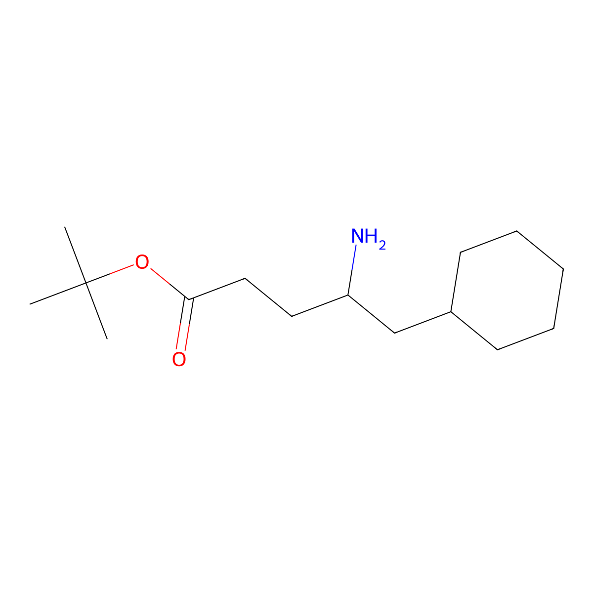 Tert-butyl 4-amino-5-cyclohexylpentanoate molecular structure, CAS 2352772-90-6