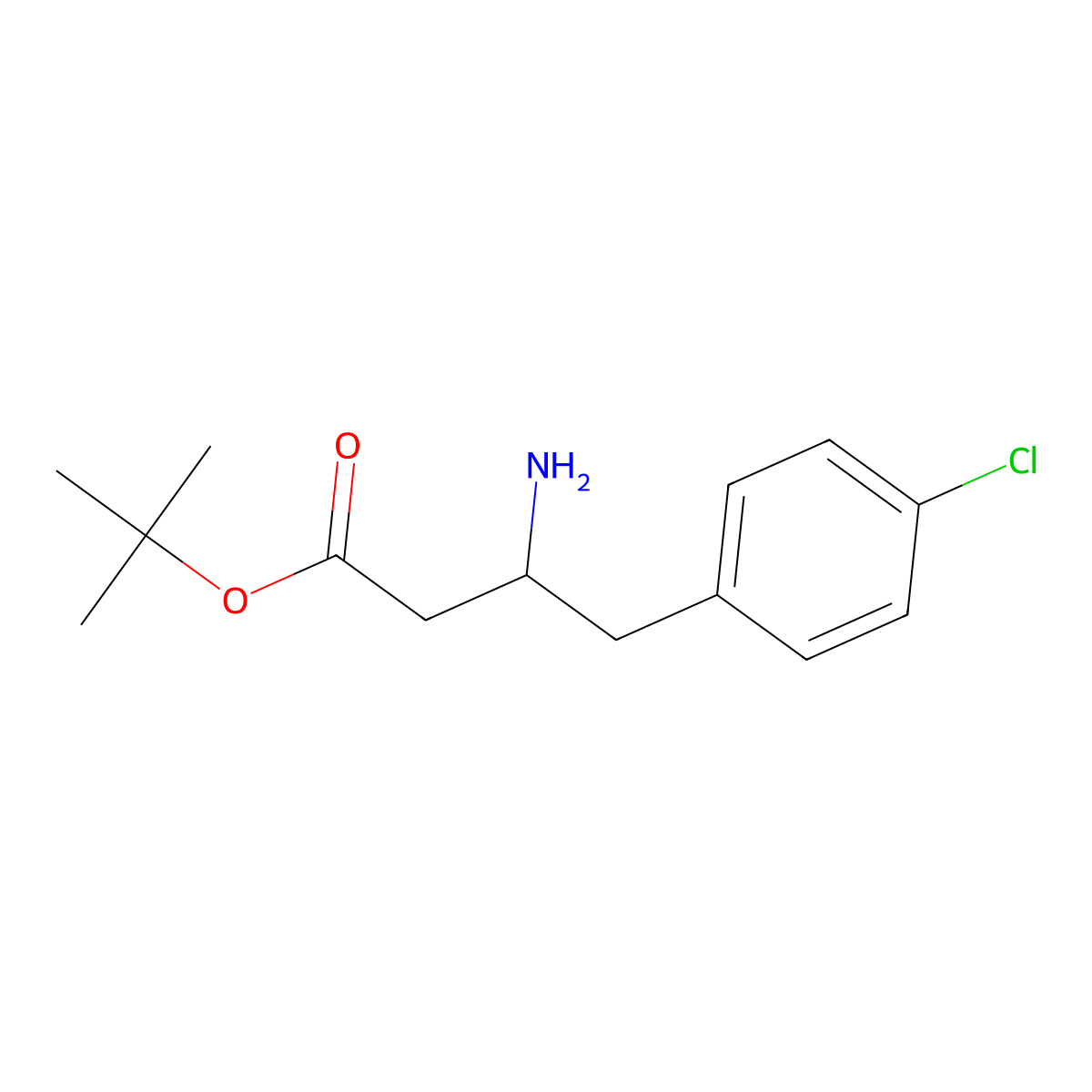 Tert-butyl 3-amino-4-(4-chlorophenyl)butanoate molecular structure, CAS 2352775-28-9