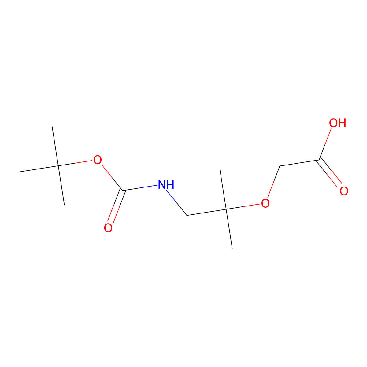 2-((1-(((Tert-butoxy)carbonyl)amino)-2-methylpropan-2-yl)oxy)acetic acid molecular structure, CAS 2352787-49-4
