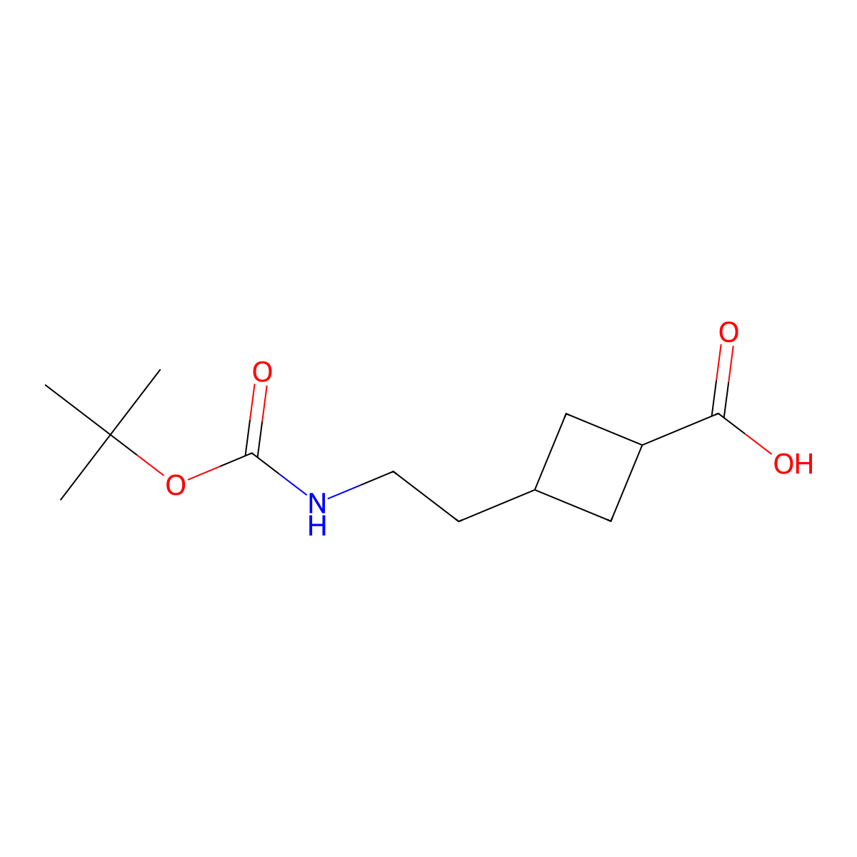 3-[2-(Tert-butoxycarbonylamino)ethyl]cyclobutanecarboxylic acid molecular structure, CAS 2352790-29-3