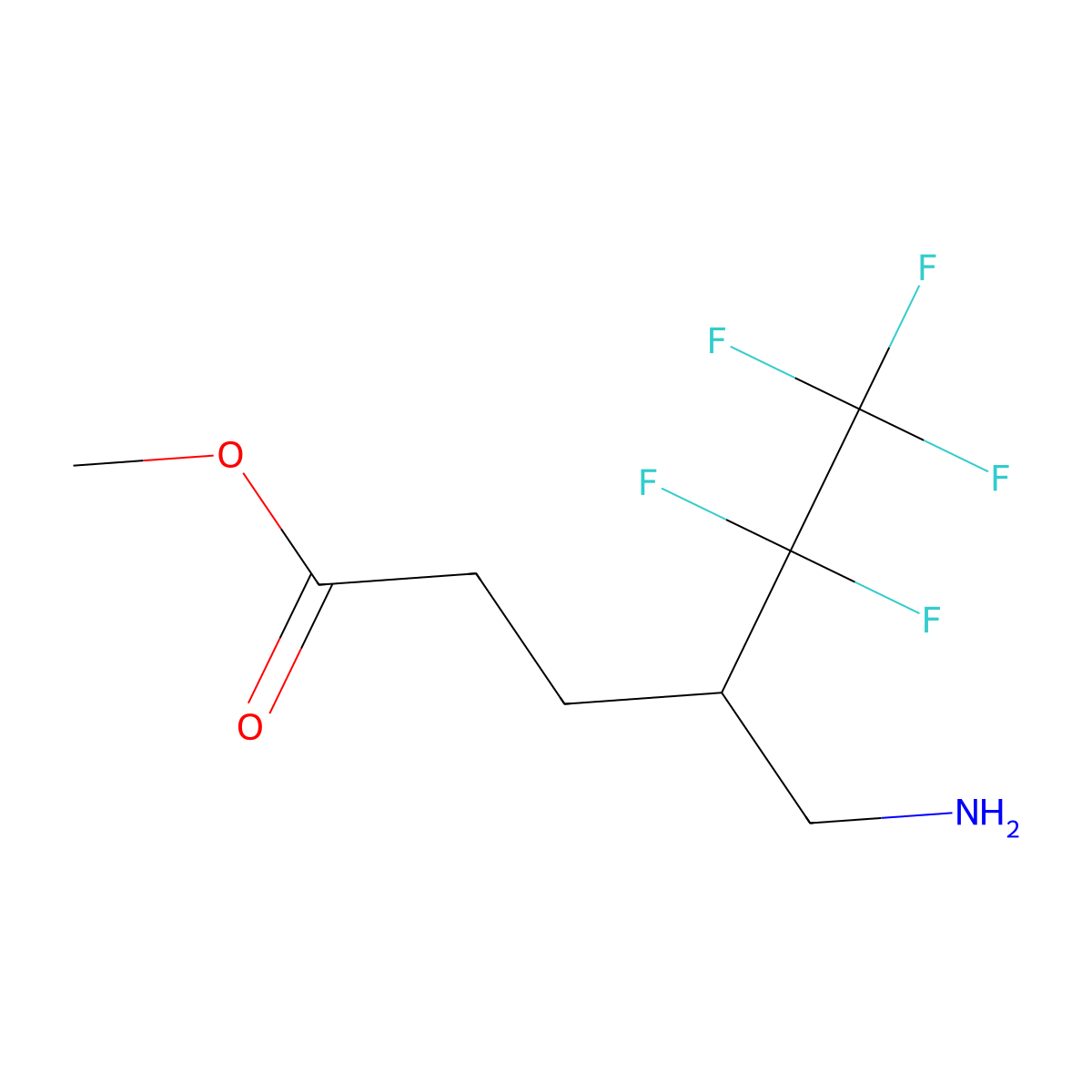 Methyl 4-(aminomethyl)-5,5,6,6,6-pentafluorohexanoate molecular structure, CAS 2352801-26-2