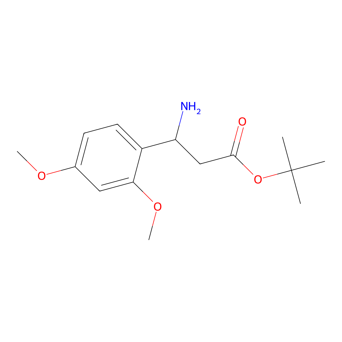 Tert-butyl 3-amino-3-(2,4-dimethoxyphenyl)propanoate molecular structure, CAS 2352802-37-8