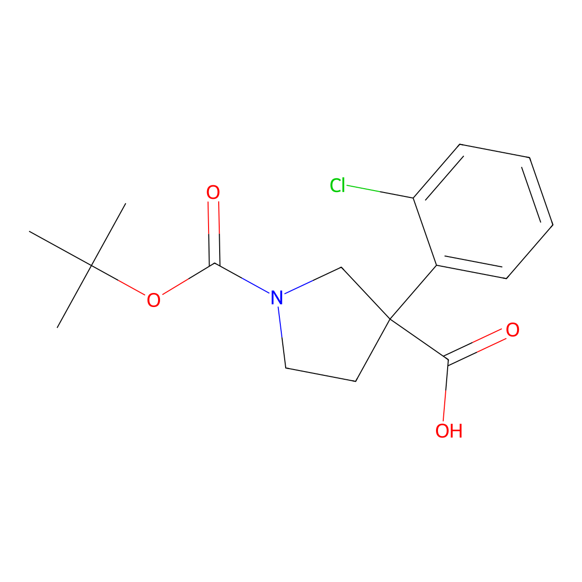1-[(Tert-butoxy)carbonyl]-3-(2-chlorophenyl)pyrrolidine-3-carboxylic acid molecular structure, CAS 2352825-50-2