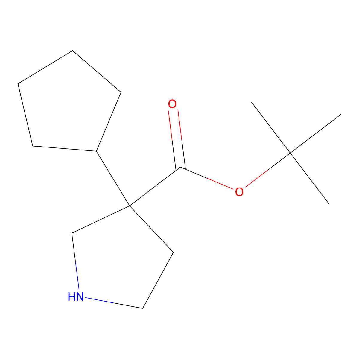 Tert-butyl 3-cyclopentylpyrrolidine-3-carboxylate molecular structure, CAS 2352825-56-8