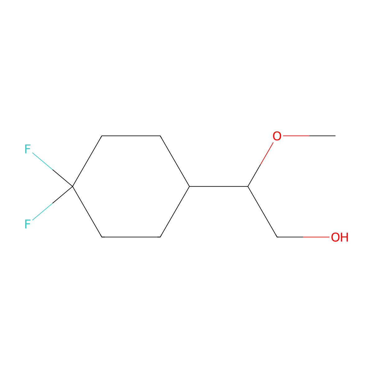 2-(4,4-Difluorocyclohexyl)-2-methoxyethan-1-ol molecular structure, CAS 2352841-72-4
