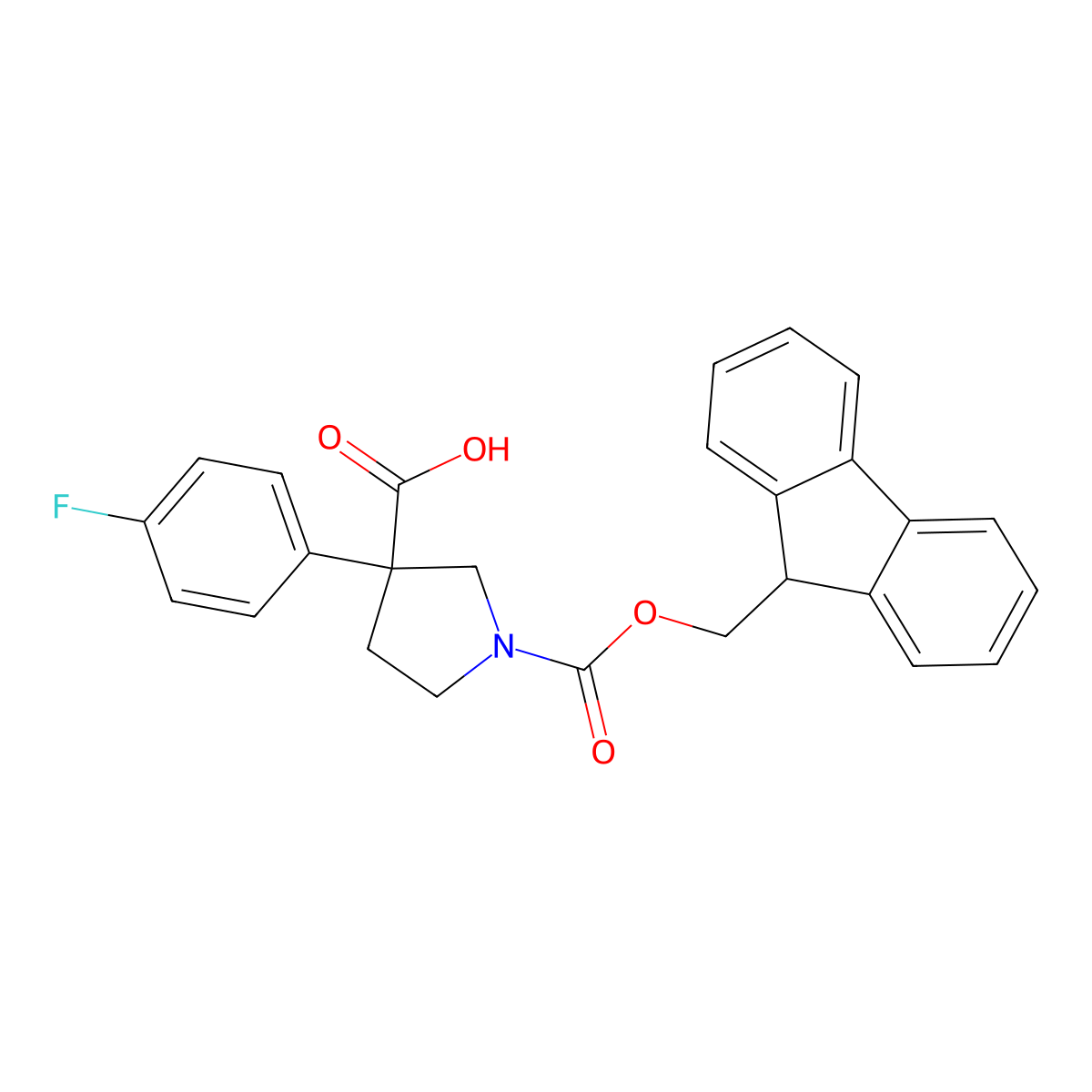 1-{[(9H-fluoren-9-yl)methoxy]carbonyl}-3-(4-fluorophenyl)pyrrolidine-3-carboxylic acid molecular structure, CAS 2352843-71-9