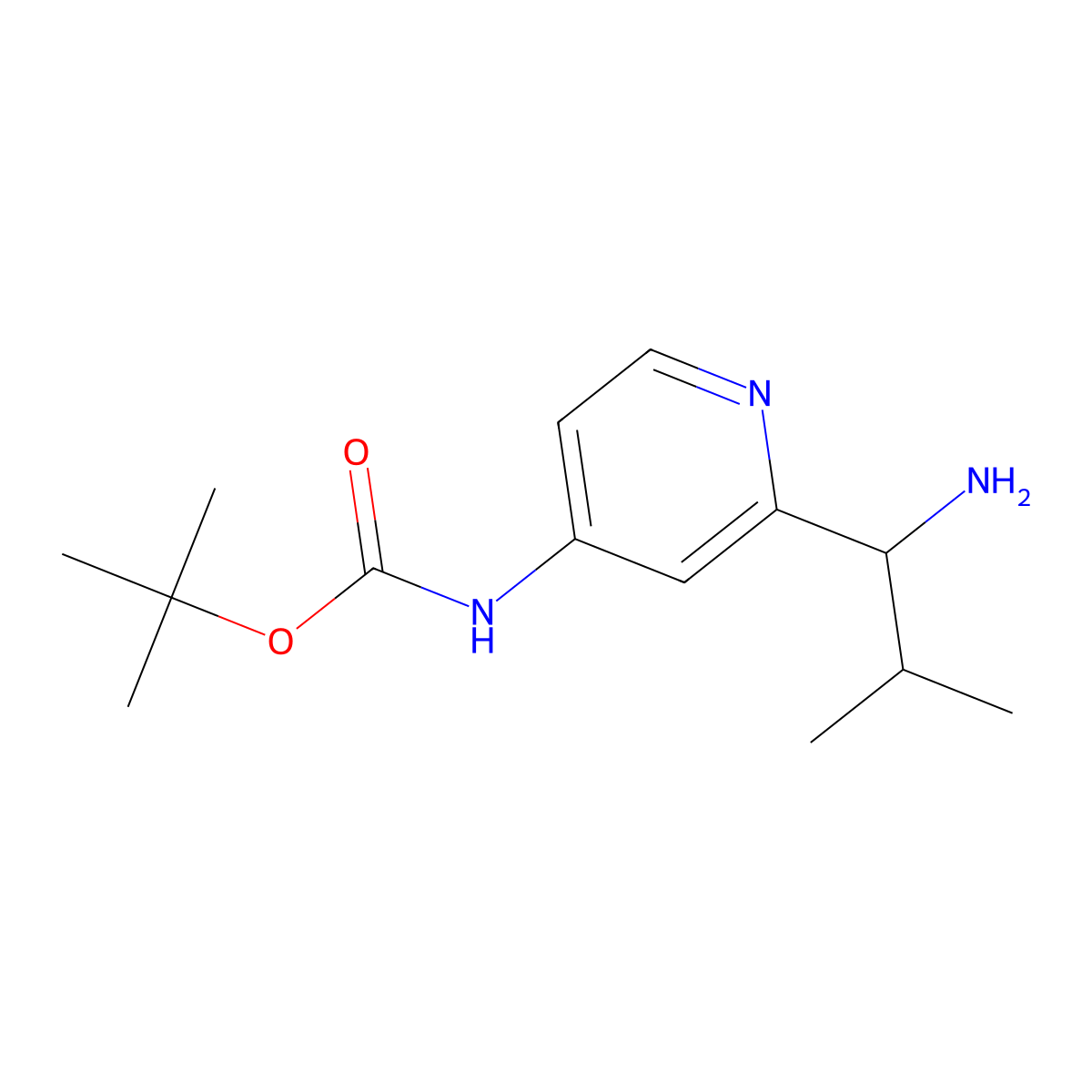 [2-(1-Amino-2-methyl-propyl)-pyridin-4-yl]-carbamic acid tert-butyl ester molecular structure, CAS 2352847-24-4