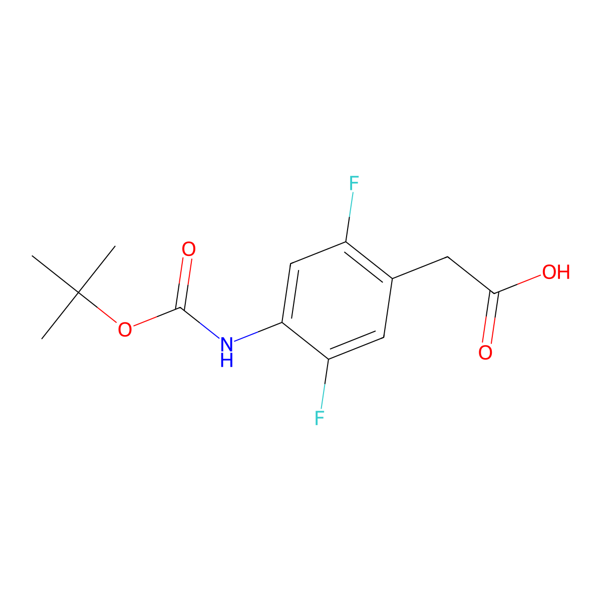 2-(4-{[(Tert-butoxy)carbonyl]amino}-2,5-difluorophenyl)acetic acid molecular structure, CAS 2352857-86-2