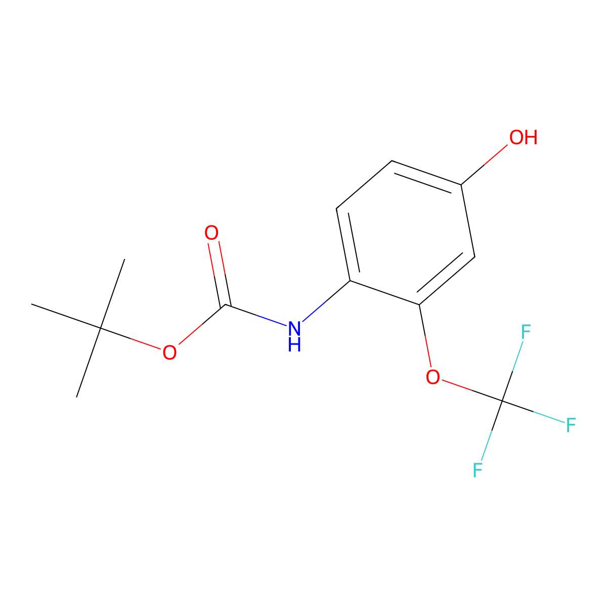 tert-butyl N-[4-hydroxy-2-(trifluoromethoxy)phenyl]carbamate molecular structure, CAS 2352859-76-6
