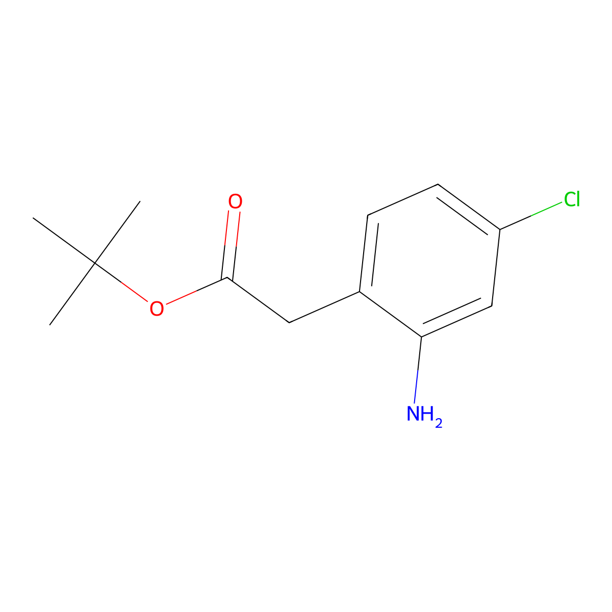 Tert-butyl 2-(2-amino-4-chlorophenyl)acetate molecular structure, CAS 2352877-37-1