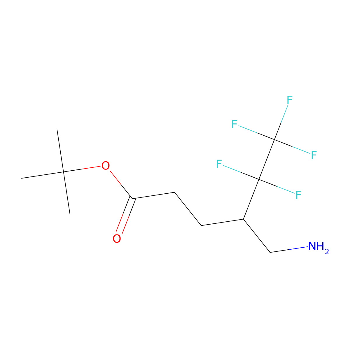 Tert-butyl 4-(aminomethyl)-5,5,6,6,6-pentafluorohexanoate molecular structure, CAS 2352884-64-9