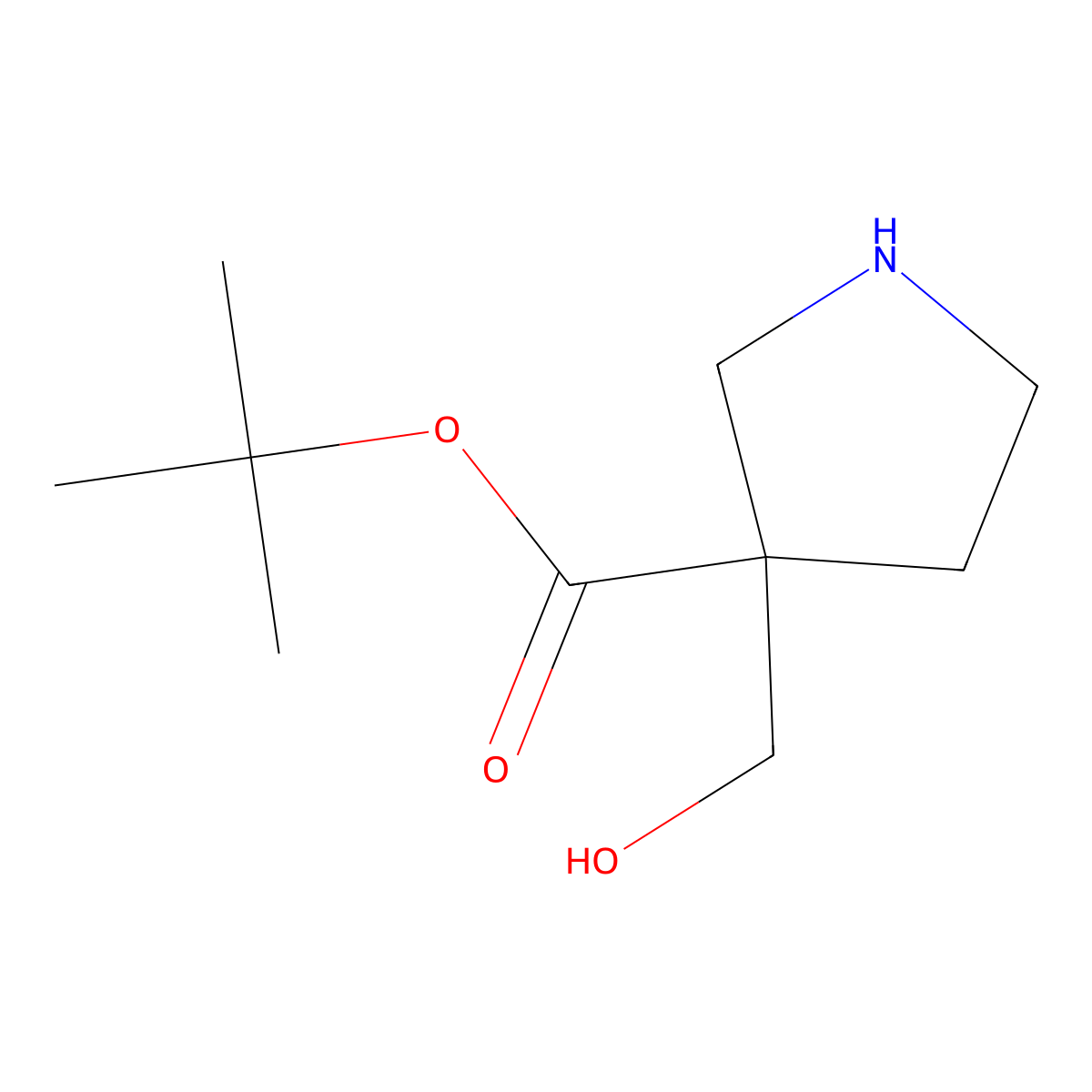 Tert-butyl 3-(hydroxymethyl)pyrrolidine-3-carboxylate molecular structure, CAS 2352899-60-4