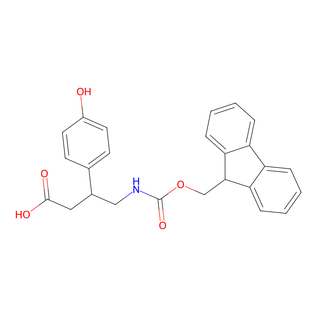 4-({[(9H-fluoren-9-yl)methoxy]carbonyl}amino)-3-(4-hydroxyphenyl)butanoic acid molecular structure, CAS 2352906-63-7