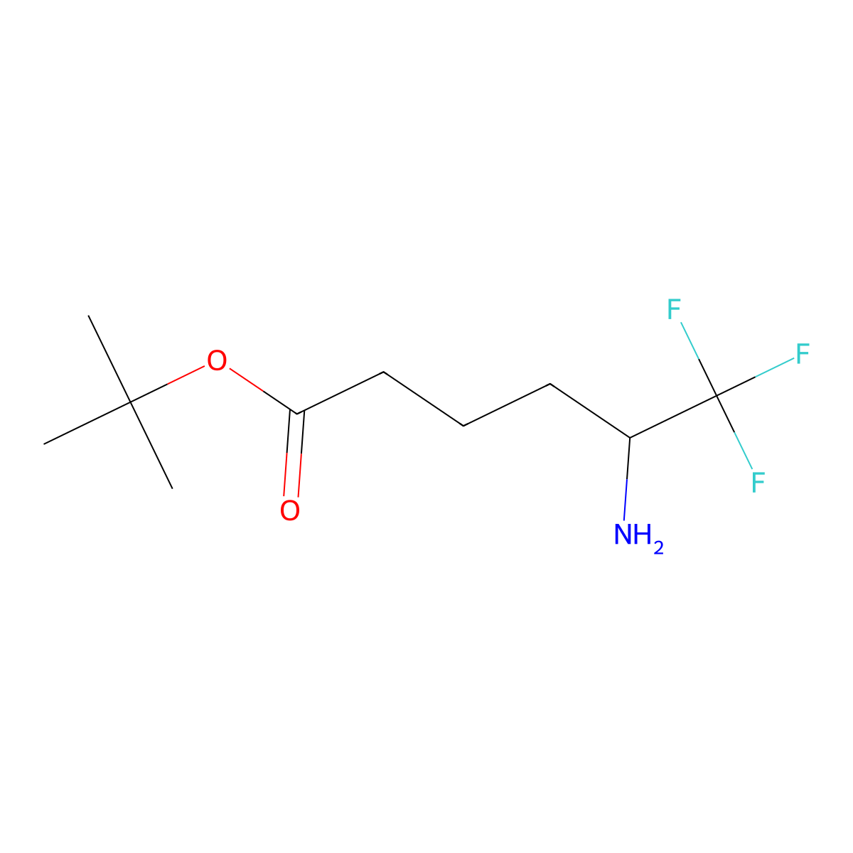 Tert-butyl 5-amino-6,6,6-trifluorohexanoate molecular structure, CAS 2352909-98-7
