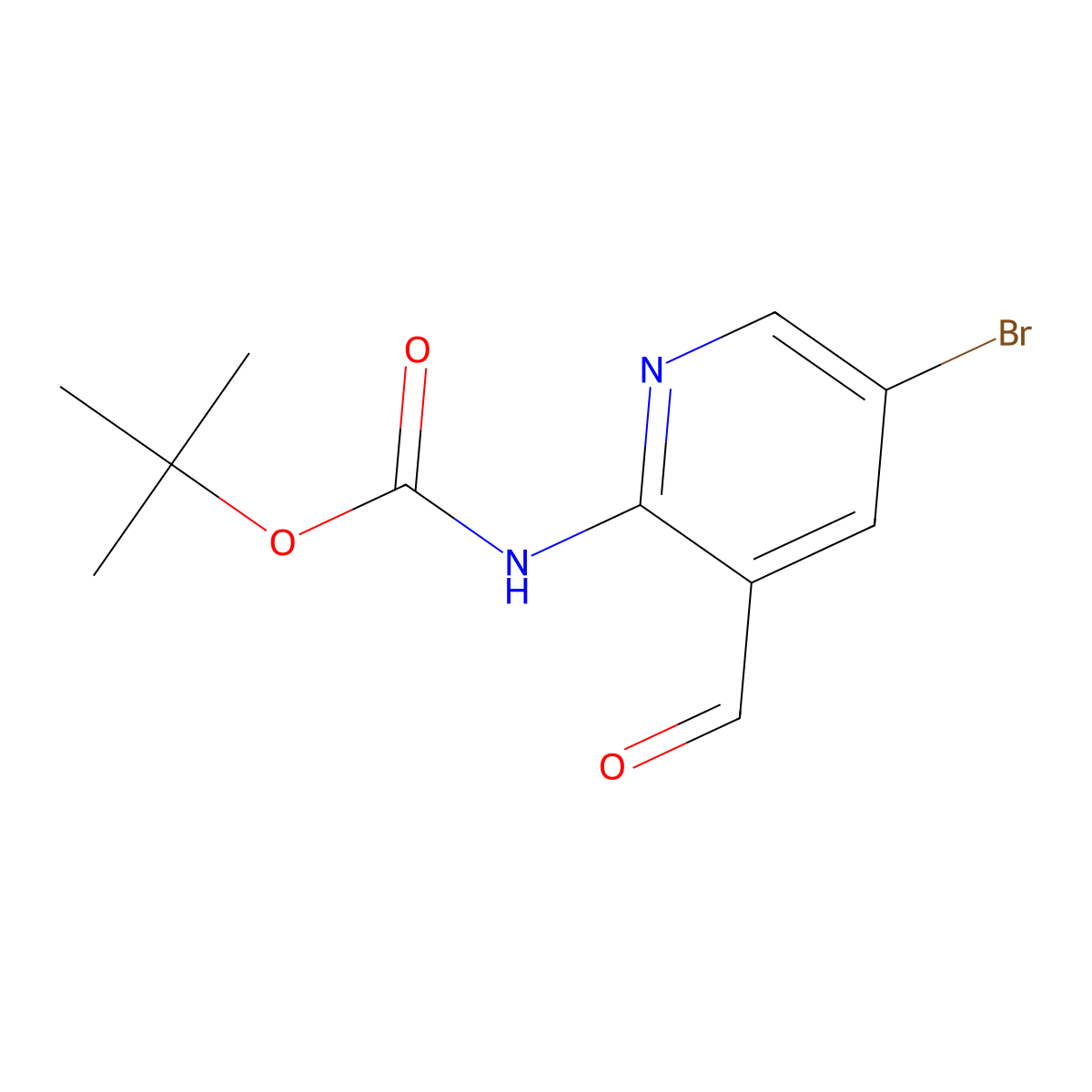 (5-Bromo-3-formyl-pyridin-2-yl)-carbamic acid tert-butyl ester molecular structure, CAS 2352916-58-4
