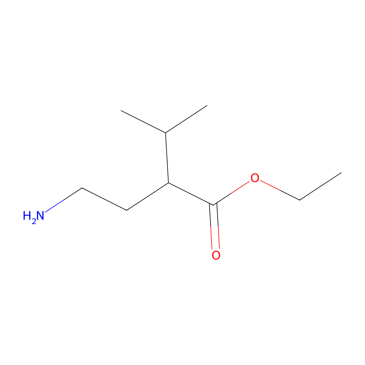 Ethyl 2-(2-aminoethyl)-3-methylbutanoate molecular structure, CAS 2352923-17-0